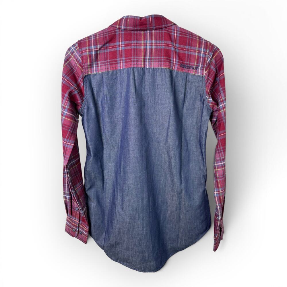 Marmot Womens size XS Lakota Flannel Chambray Long Sleeve Button Up Shirt Hiking - Picture 2 of 12